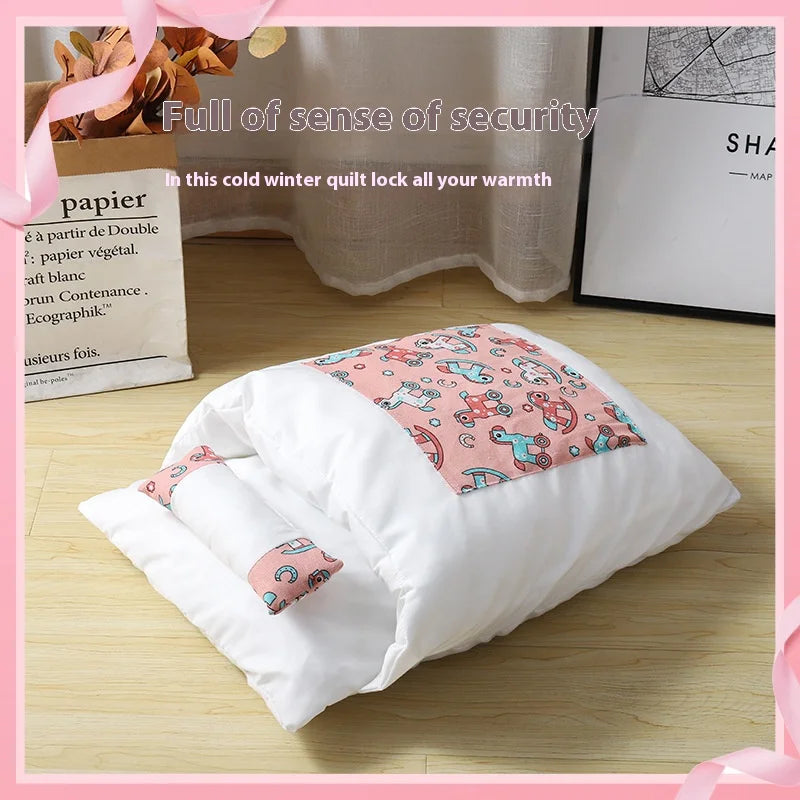 Japanese Style Cat Sleeping Bag, Washable, Semi Enclosed Cat Bed, Warm Cat Bed, Winter Cat House, Cat Bed