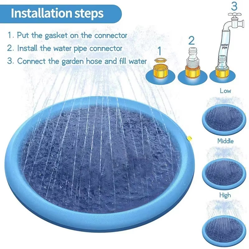 170Cm Summer Dog Toy Splash Sprinkler Pad Pet Swimming Pool Interactive for Pet Children Interactive Outdoor Play Water Mat Toys