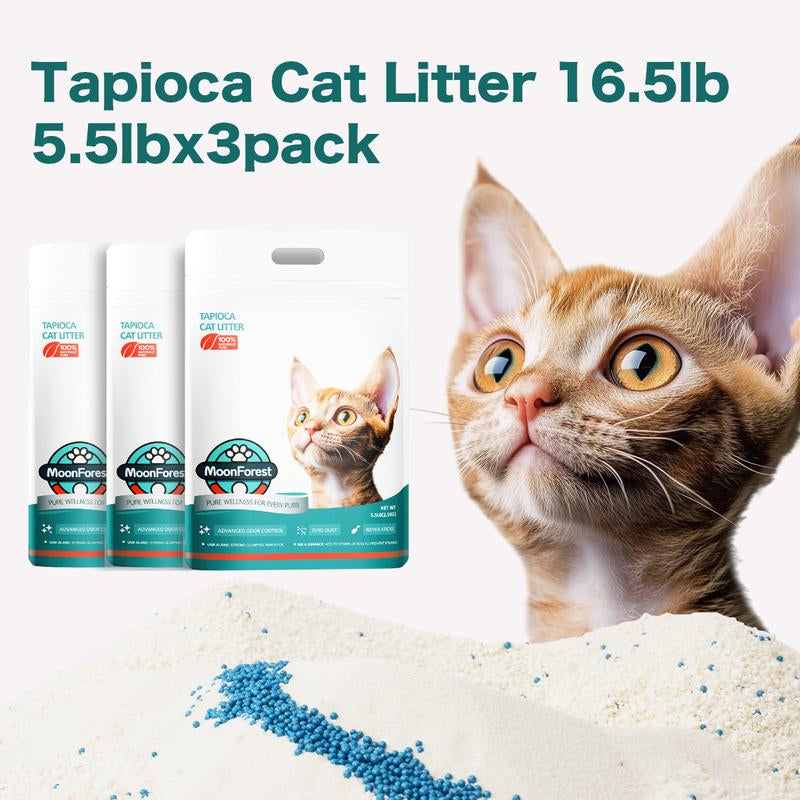 5.5Lb*3,Tapioca Cat Litter, Tofu Cat Litter, Kitty Litter,Odor Control Quick Clumping Low Dust ,Kitten Litter,Smart Litter Boxes Cat Litter,A Ideal Partner for Automatic Litter Boxes,Cassava Cat Litter,Flushable Cat Litter,