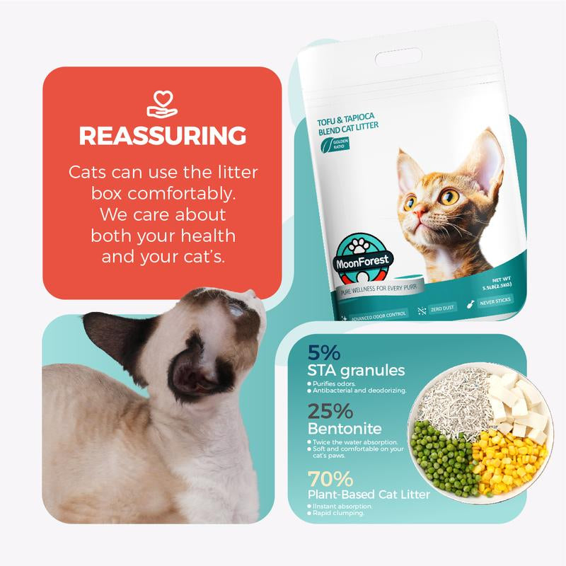 5.5Lb*3,Tapioca Cat Litter, Tofu Cat Litter, Kitty Litter,Odor Control Quick Clumping Low Dust ,Kitten Litter,Smart Litter Boxes Cat Litter,A Ideal Partner for Automatic Litter Boxes,Cassava Cat Litter,Flushable Cat Litter,