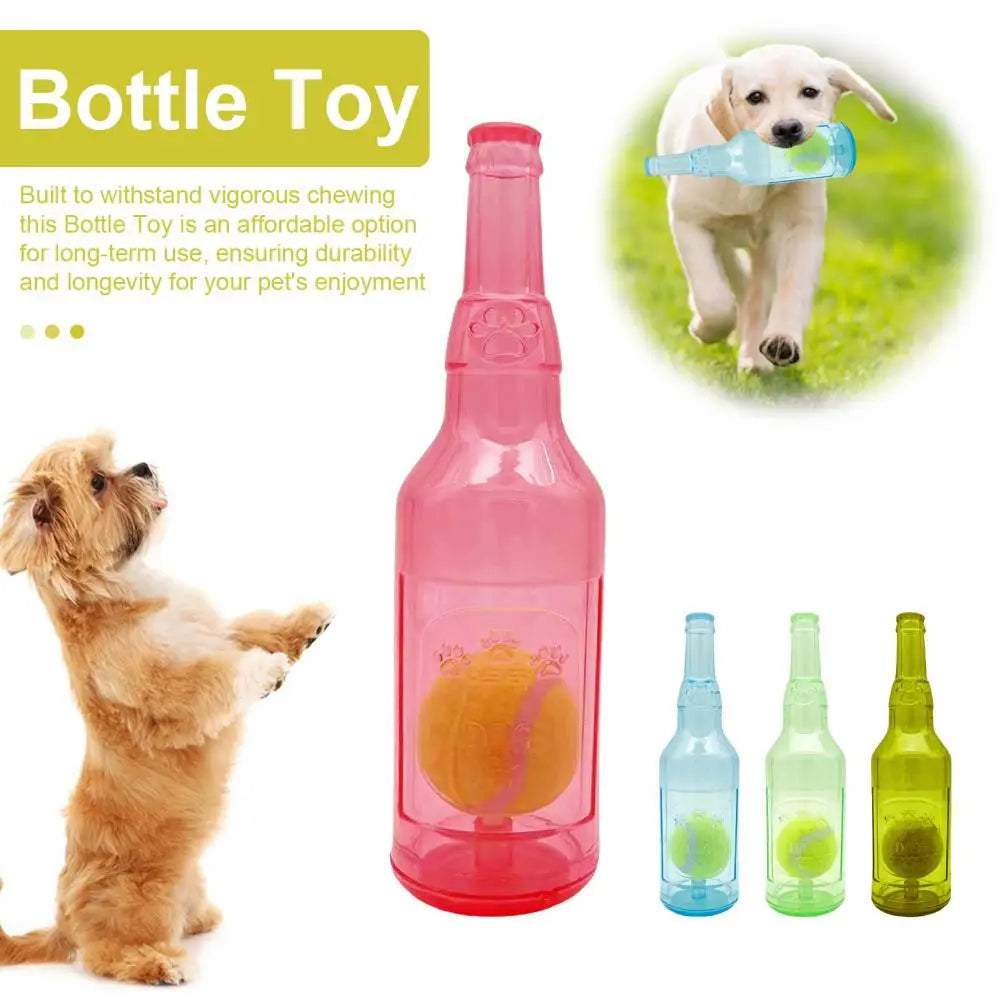 Crunchnplay Bottle Toy for Dogs Water Bottle Chew Toy Plastic Bottle Cruncher with Squeaky Tennis Ball
