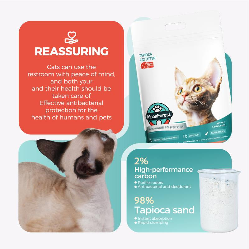 5.5Lb*3,Tapioca Cat Litter, Tofu Cat Litter, Kitty Litter,Odor Control Quick Clumping Low Dust ,Kitten Litter,Smart Litter Boxes Cat Litter,A Ideal Partner for Automatic Litter Boxes,Cassava Cat Litter,Flushable Cat Litter,