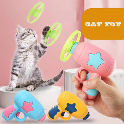 Fun Cat Toy Interactive Launcher Training Game for Indoor Pet Kitten Mini Shooting Gun Toy Stretch Plush Ball Toys Cat Supplies