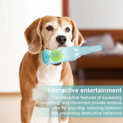 Crunchnplay Bottle Toy for Dogs Water Bottle Chew Toy Plastic Bottle Cruncher with Squeaky Tennis Ball