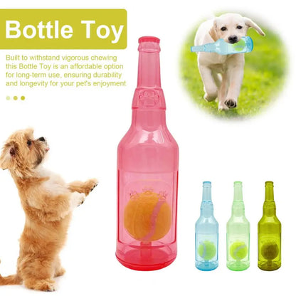 Crunchnplay Bottle Toy for Dogs Water Bottle Chew Toy Plastic Bottle Cruncher with Squeaky Tennis Ball